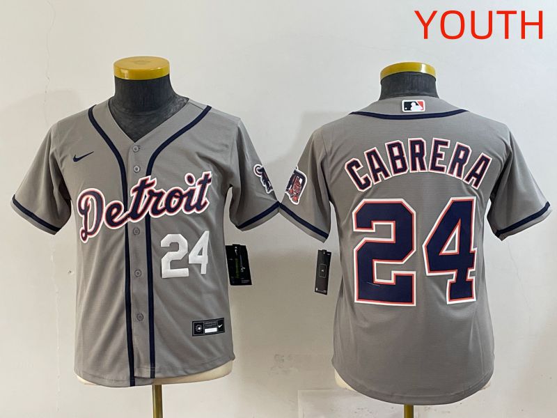 Youth 2025 Detroit Tigers 24 Cabrera Grey Game Nike MLB Jersey style 2